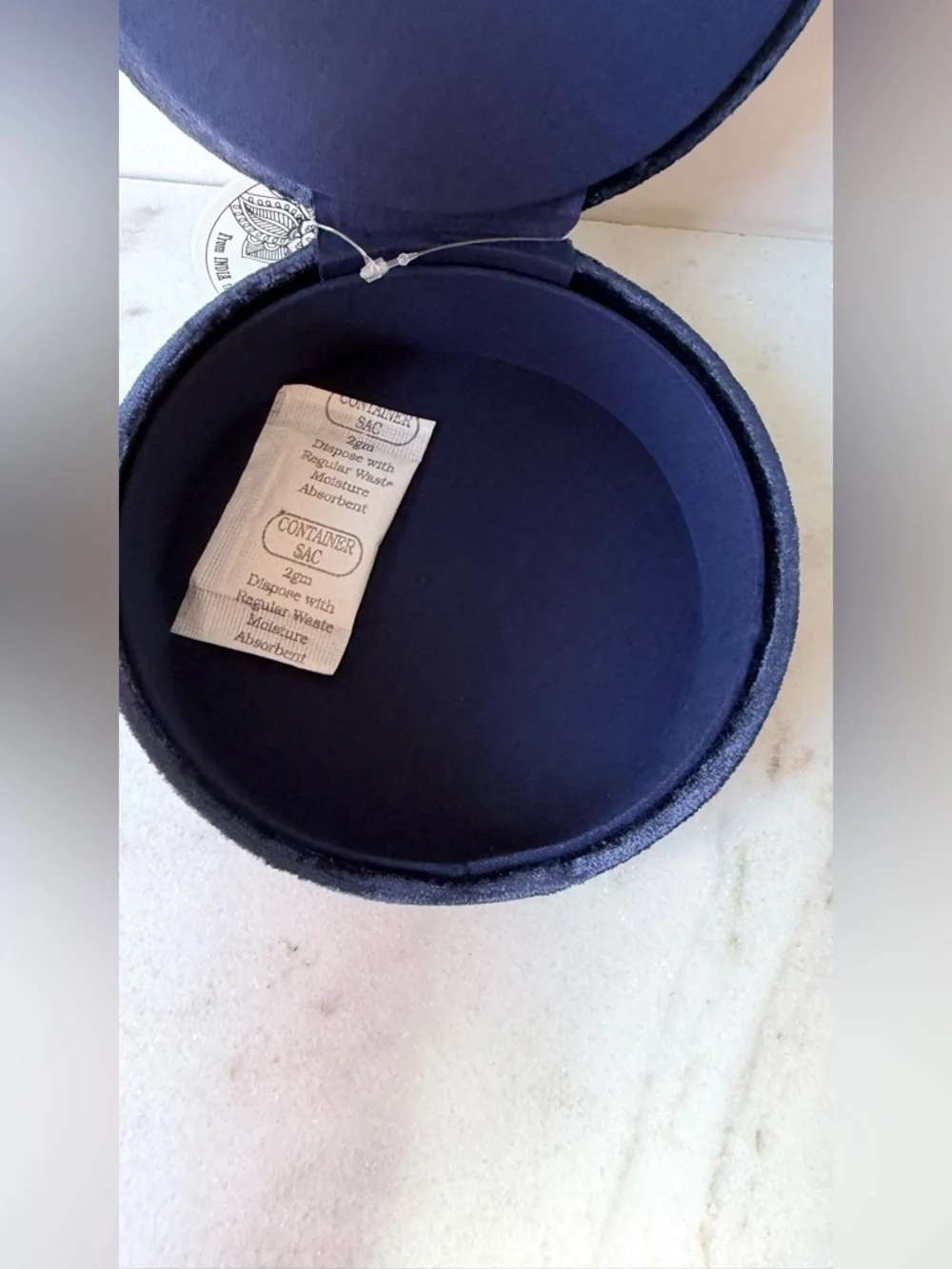 Embroidered Navy Velvet Decorative velvet Jewelry Box with Crane Motif travel